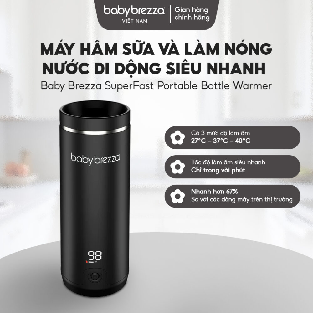 Máy hâm sữa và làm nóng nước di động siêu nhanh Baby Brezza Superfast Portable Bottle Warmer